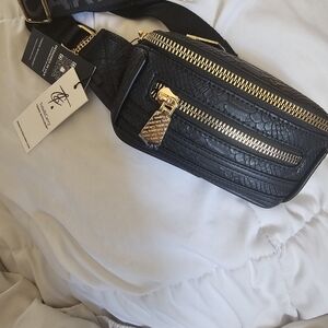 Black Crossbody Bag with Gold Hardware